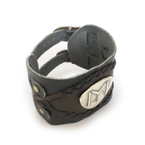 Shark Anatolia İYİ  Tamgalı Deri Bileklik Kahve - 5