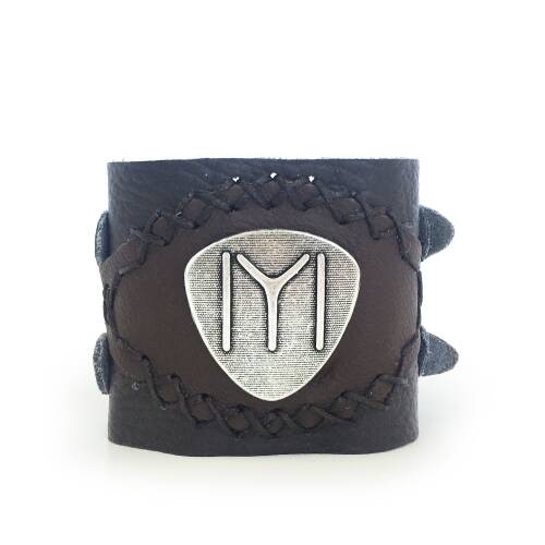 Shark Anatolia İYİ  Tamgalı Deri Bileklik Kahve - 1