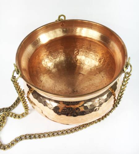 Shark Anatolia Kabak Bakır Askılı Saksı 17cm Kırmızı - 9