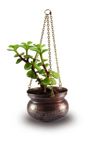 Copper Hanging Flower Pot Hand Hammered 17 cm / 6.6 inches - 1
