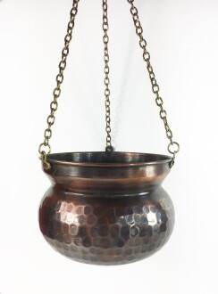 Copper Hanging Flower Pot Hand Hammered 17 cm / 6.6 inches - 2