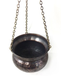 Copper Hanging Flower Pot Hand Hammered 17 cm / 6.6 inches - 3