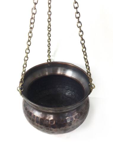 Copper Hanging Flower Pot Hand Hammered 17 cm / 6.6 inches - 3