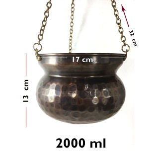 Copper Hanging Flower Pot Hand Hammered 17 cm / 6.6 inches - 4