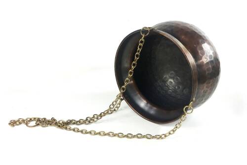 Copper Hanging Flower Pot Hand Hammered 17 cm / 6.6 inches - 5