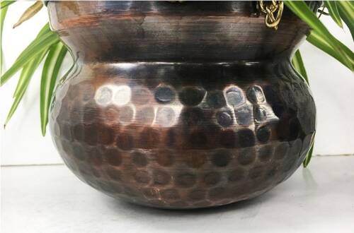 Copper Hanging Flower Pot Hand Hammered 17 cm / 6.6 inches - 9