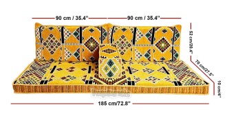Shark Anatolia Kilim Desenli Şark Köşesi İkili Sedir Takımı Hardal - 4