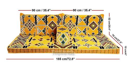 Shark Anatolia Kilim Desenli Şark Köşesi İkili Sedir Takımı Hardal - 4