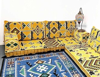 Shark Anatolia Kilim Desenli Şark Köşesi İkili Sedir Takımı Hardal - 9