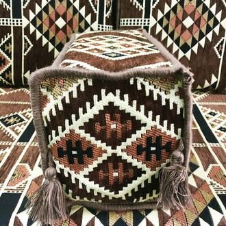 Shark Anatolia Kilim Desenli Şark Köşesi İkili Sedir Takımı Kahve - Thumbnail