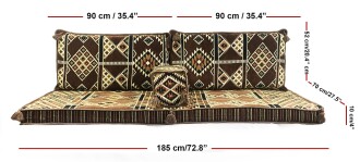 Shark Anatolia Kilim Desenli Şark Köşesi İkili Sedir Takımı Kahve - 4