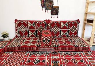 Shark Anatolia Kilim Pattern Floor Cushion Set Red