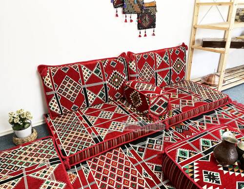 Shark Anatolia Kilim Desenli Şark Köşesi İkili Sedir Takımı Kırmızı - 3