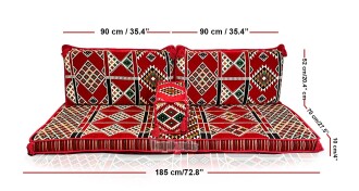 Shark Anatolia Kilim Desenli Şark Köşesi İkili Sedir Takımı Kırmızı - 4