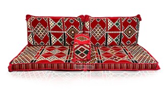 Shark Anatolia Kilim Desenli Şark Köşesi İkili Sedir Takımı Kırmızı - 10