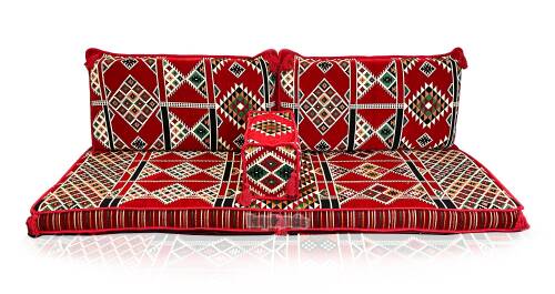 Shark Anatolia Kilim Desenli Şark Köşesi İkili Sedir Takımı Kırmızı - 10
