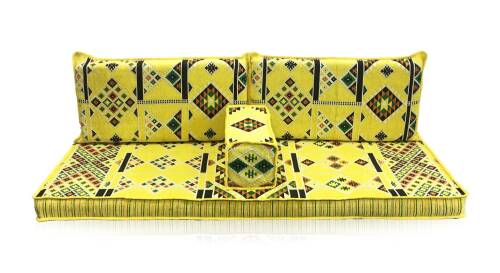 Shark Anatolia Kilim Desenli Şark Köşesi İkili Sedir Takımı Sarı - 1