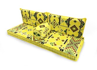 Shark Anatolia Kilim Desenli Şark Köşesi İkili Sedir Takımı Sarı - 2