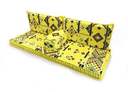 Shark Anatolia Kilim Desenli Şark Köşesi İkili Sedir Takımı Sarı - 2
