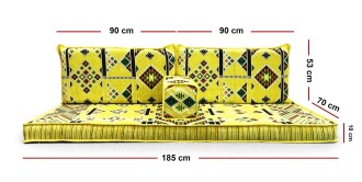 Shark Anatolia Kilim Desenli Şark Köşesi İkili Sedir Takımı Sarı - 4