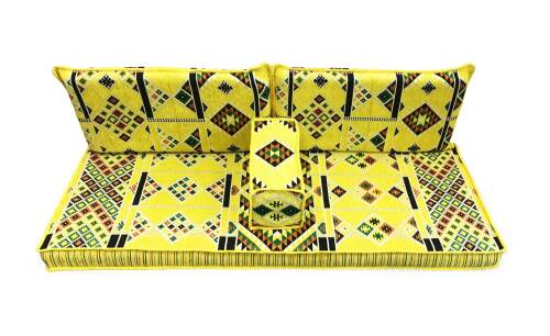 Shark Anatolia Kilim Desenli Şark Köşesi İkili Sedir Takımı Sarı - 5
