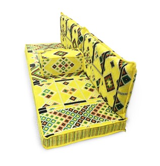 Shark Anatolia Kilim Desenli Şark Köşesi İkili Sedir Takımı Sarı - 6