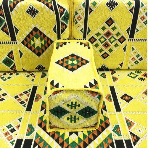 Shark Anatolia Kilim Desenli Şark Köşesi İkili Sedir Takımı Sarı - 7