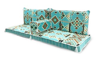 Shark Anatolia Kilim Desenli Şark Köşesi İkili Sedir Takımı Turkuaz - 2