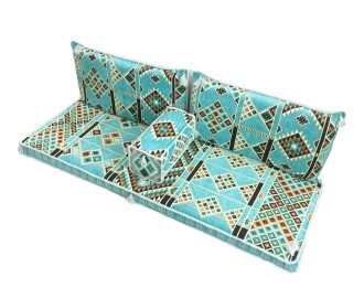 Shark Anatolia Kilim Desenli Şark Köşesi İkili Sedir Takımı Turkuaz - 5