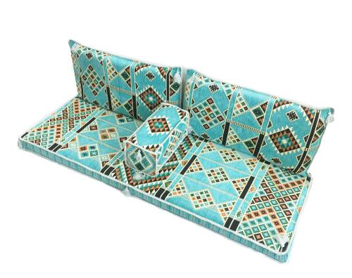 Shark Anatolia Kilim Desenli Şark Köşesi İkili Sedir Takımı Turkuaz - 5