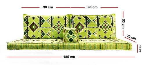 Shark Anatolia Kilim Desenli Şark Köşesi İkili Sedir Takımı Yeşil - 4