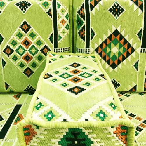 Shark Anatolia Kilim Desenli Şark Köşesi İkili Sedir Takımı Yeşil - 6