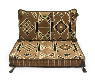 Shark Anatolian Rug Pattern Oriental Corner Single Floor Seating Set Brown