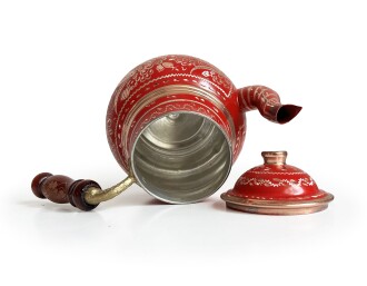 Shark Anatolia Kırmızı Bakır Çaydanlık Erzincan El İşleme 10 Kişilik - 9