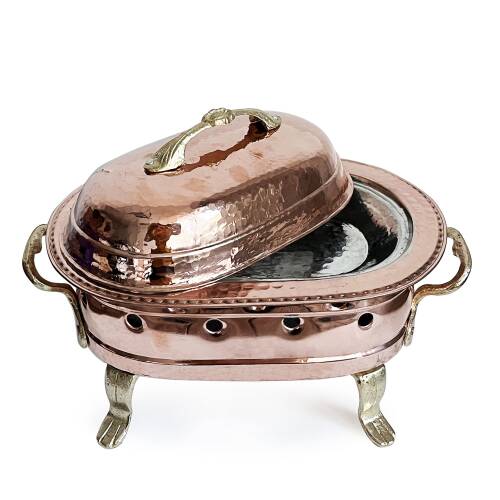 Shark Anatolia Közlü Kapaklı Bakır Kebaplık Sunum Tepsisi 30 cm - 3