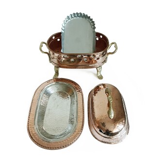 Shark Anatolia Közlü Kapaklı Bakır Kebaplık Sunum Tepsisi 30 cm - 8