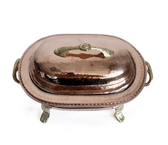 Shark Anatolia Közlü Kapaklı Bakır Kebaplık Sunum Tepsisi 30 cm - 9