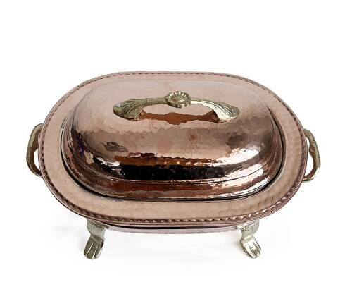 Shark Anatolia Közlü Kapaklı Bakır Kebaplık Sunum Tepsisi 30 cm - 9