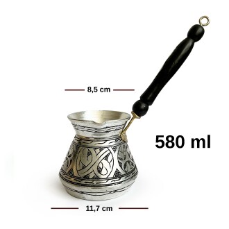 Shark Anatolia Külhan Bakır Cezve Kalay Oyma İşçiliği 580ml No:3 - 2