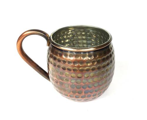 Copper Mug Luna Hammered Glass Oxide