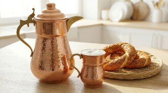 Shark Anatolia Maraş El Dövme Bakır Sürahi No:2 Kırmızı Bakır Renk, 2 Litre, Kalaylı El Yapımı Otantik Bakır Penguen Sürahi - 3