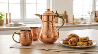 Shark Anatolia Maraş El Dövme Bakır Sürahi No:2 Kırmızı Bakır Renk, 2 Litre, Kalaylı El Yapımı Otantik Bakır Penguen Sürahi - 4