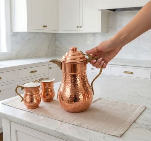 Shark Anatolia Maraş El Dövme Bakır Sürahi No:2 Kırmızı Bakır Renk, 2 Litre, Kalaylı El Yapımı Otantik Bakır Penguen Sürahi - 6