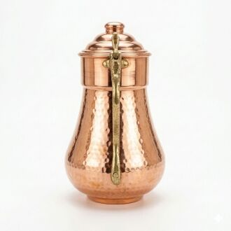 Shark Anatolia Maraş El Dövme Bakır Sürahi No:2 Kırmızı Bakır Renk, 2 Litre, Kalaylı El Yapımı Otantik Bakır Penguen Sürahi - 8