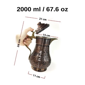 Shark Anatolia Maraş El İşleme Bakır Penguen Sürahi No:2 Oksit - 3