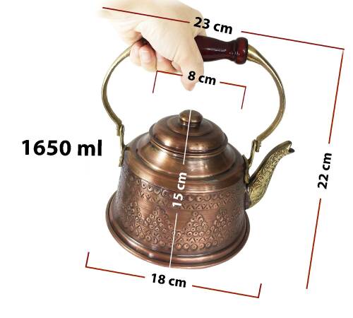 Shark Anatolia Maraş Zımba İşçiliği Antik Bakır Demlik - 3