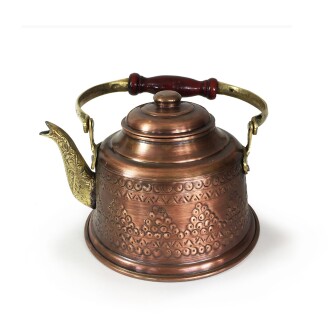 Shark Anatolia Maraş Zımba İşçiliği Antik Bakır Demlik - 4