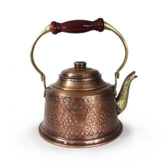 Shark Anatolia Maraş Zımba İşçiliği Antik Bakır Demlik - 5