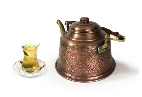 Shark Anatolia Maraş Zımba İşçiliği Antik Bakır Demlik - 7