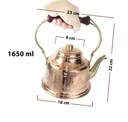 Shark Anatolia Maraş Zımba İşçiliği Bakır Demlik - 3